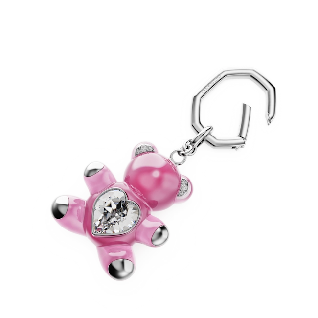 Swarovski Teddy Key Ring Bear Pink Rhodium Plated