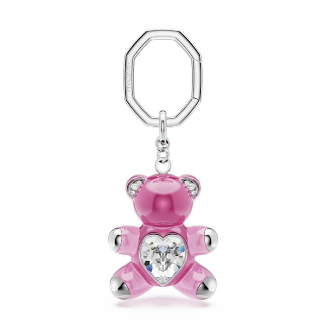 Swarovski Teddy Key Ring Bear Pink Rhodium Plated