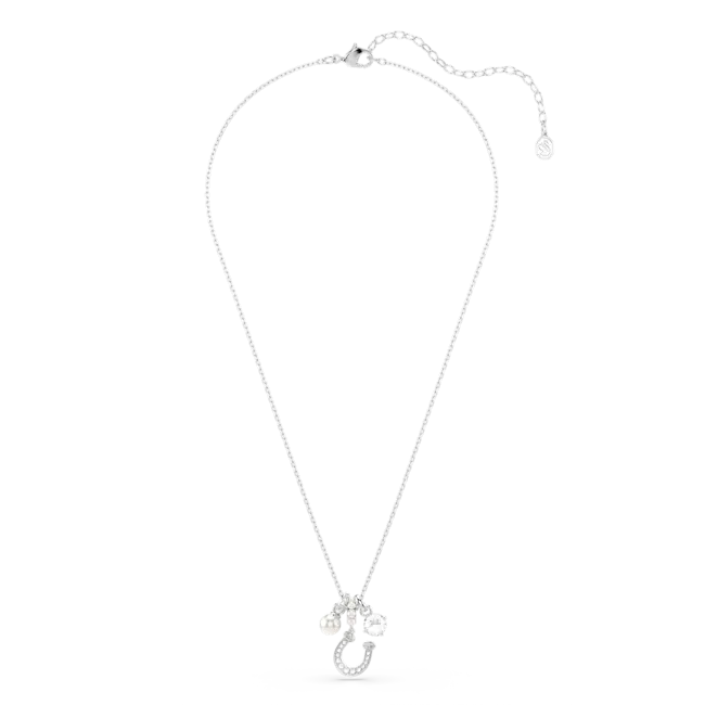 Swarovski Symbolica Pendant Crystal Pearl Round Cut Pavé Horse Shoe White Rhodium Plated