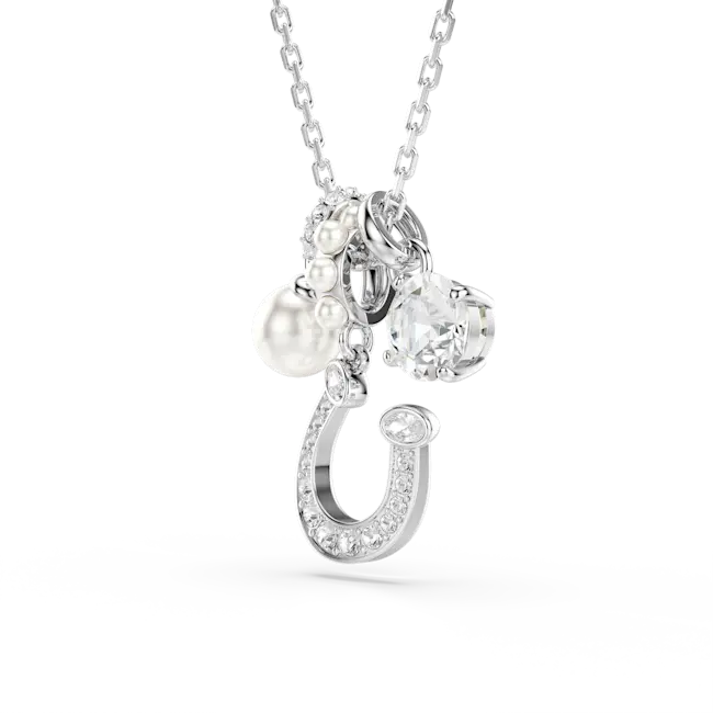 Swarovski Symbolica Pendant Crystal Pearl Round Cut Pavé Horse Shoe White Rhodium Plated