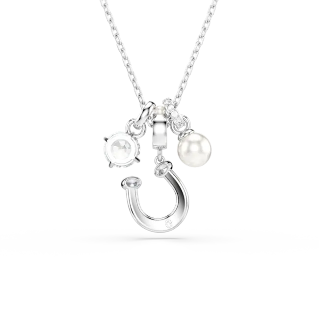 Swarovski Symbolica Pendant Crystal Pearl Round Cut Pavé Horse Shoe White Rhodium Plated