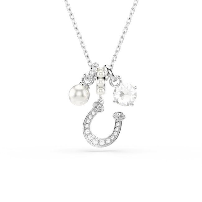 Swarovski Symbolica Pendant Crystal Pearl Round Cut Pavé Horse Shoe White Rhodium Plated