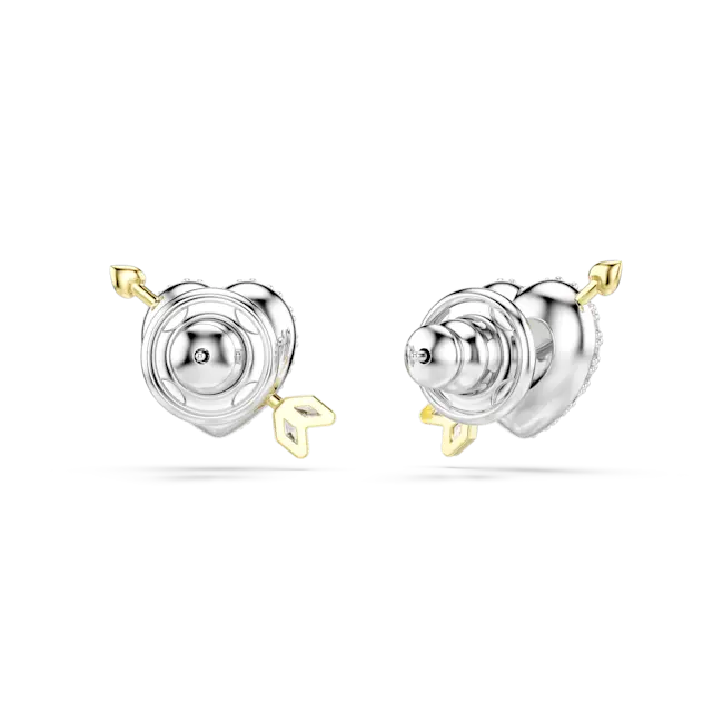Swarovski Idyllia Stud Earrings Heart With Arrow White Mixed Metal Finish