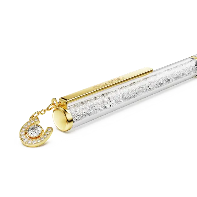 Crystalline Ballpoint Pen Horse Shoe White Lacquered Gold-Tone Plated