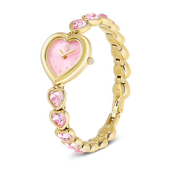 Swarovski Idyllia Heart Watch Crystal Bracelet Pink Gold-Tone Finish