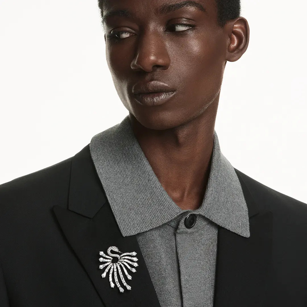 Swarovski Vienna Collection Brooch Swan White Ruthenium Plated