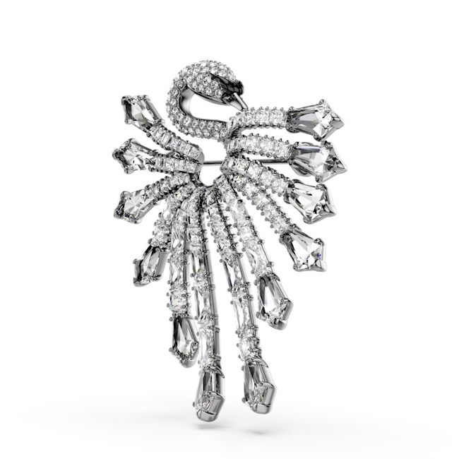 Swarovski Vienna Collection Brooch Swan White Ruthenium Plated