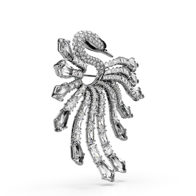Swarovski Vienna Collection Brooch Swan White Ruthenium Plated