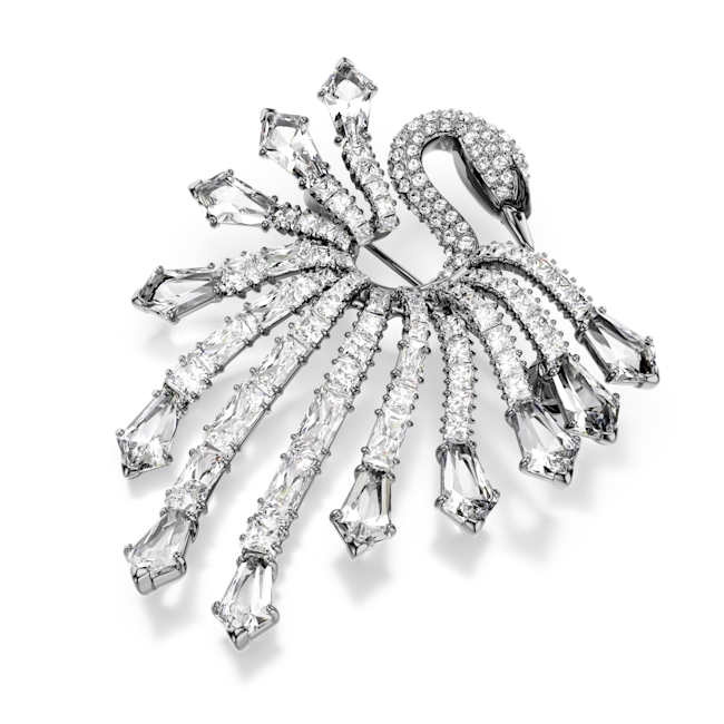 Swarovski Vienna Collection Brooch Swan White Ruthenium Plated