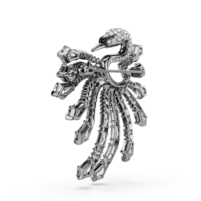 Swarovski Vienna Collection Brooch Swan White Ruthenium Plated