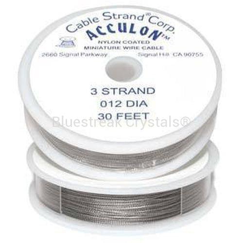 Acculon Nylon Coated Beading Wire 3 Strand-Threads-0.012" 30 Foot - Pack of 1-Bluestreak Crystals