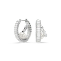Ariana Grande x Swarovski Hoop Earrings Crystal Pearl Baguette Cut White Rhodium Plated - Bluestreak Crystals