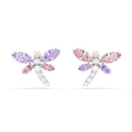 Ariana Grande x Swarovski Stud Earrings Mixed Cuts Dragonfly Multicolored Rhodium Plated - Bluestreak Crystals