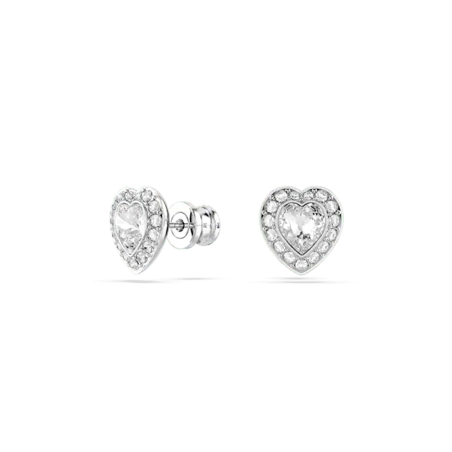Ariana Grande x Swarovski Stud Earrings Mixed Cuts Heart White Rhodium Plated - Bluestreak Crystals