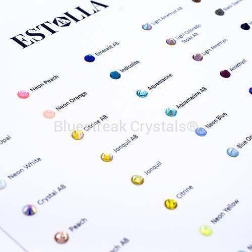 Estella Flat Back Rhinestones Colour Chart-Estella Colour Chart-Bluestreak Crystals