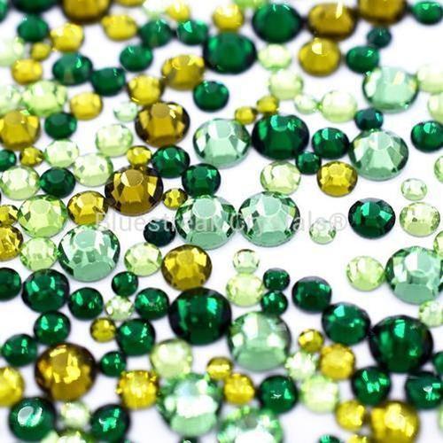 Estella Flat Back Rhinestones Non Hotfix Mix Grinch Green-Estella Flatback Rhinestones Crystals (Non Hotfix)-Small Size Mix (250)-Bluestreak Crystals