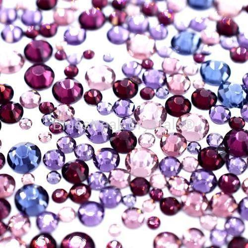 Estella Flat Back Rhinestones Non Hotfix Mix Purple Jam-Estella Flatback Rhinestones Crystals (Non Hotfix)-Small Size Mix (250)-Bluestreak Crystals