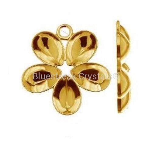 Gold Plated (24k) Flower Pendant Setting for Pear Fancy Stone-Findings For Jewellery-23mm - Pack of 1-Bluestreak Crystals