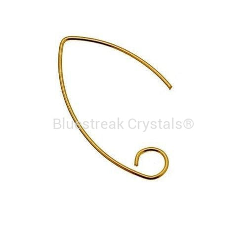 Gold Plated (24k) Marquise Ear Wire-Findings For Jewellery-29mm - Pack of 1 Pair-Bluestreak Crystals