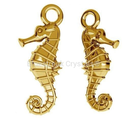 Gold Plated (24k) Sterling Silver Seahorse Charm-Findings For Jewellery-16mm - Pack of 1-Bluestreak Crystals