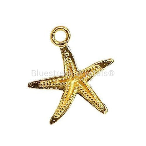 Gold Plated (24k) Sterling Silver Starfish Charm-Findings For Jewellery-15mm - Pack of 1-Bluestreak Crystals