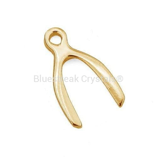 Gold Plated (24k) Sterling Silver Wishbone Charm-Findings For Jewellery-14mm - Pack of 1-Bluestreak Crystals