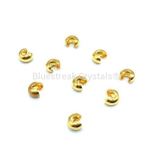 Gold Plated Crimp Covers-Findings For Jewellery-4mm - Pack of 50-Bluestreak Crystals