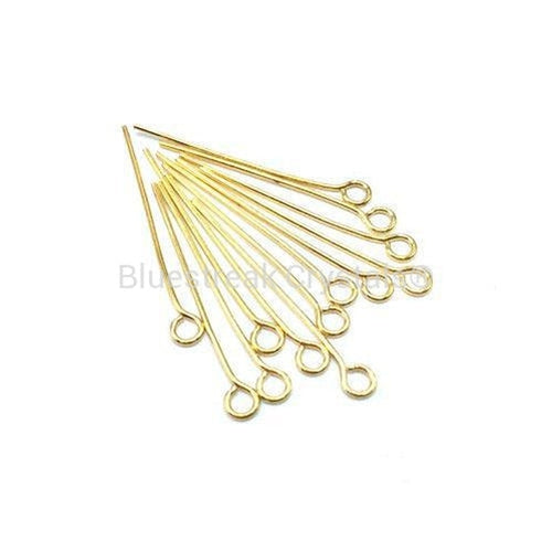 Gold Plated Eyepins-Findings For Jewellery-1 Inch-Pack of 100-Bluestreak Crystals