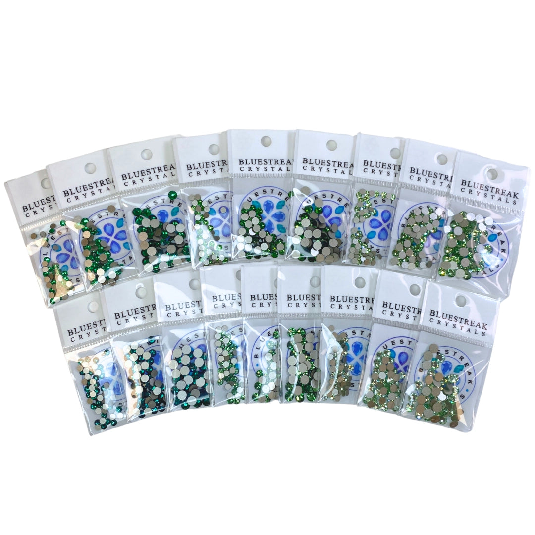 Serinity Flat Back Crystals Non Hotfix Green Collection