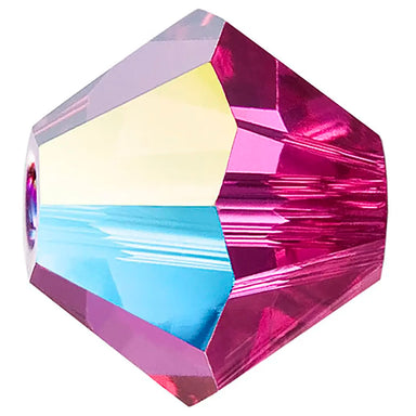 Preciosa Beads Bicone Fuchsia Glitter - Bluestreak Crystals