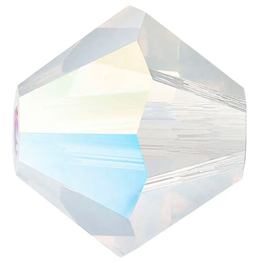 Preciosa Beads Bicone White Opal Glitter - Bluestreak Crystals