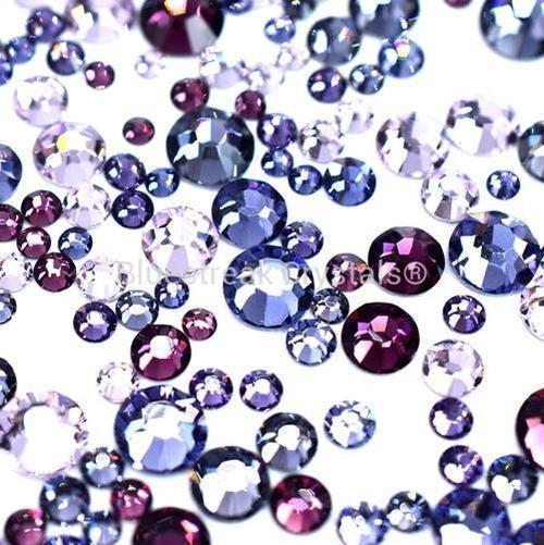 Preciosa Flat Back Crystals Rhinestones Non Hotfix Mix (MAXIMA) Lavender-Preciosa Flatback Rhinestones Crystals (Non Hotfix)-Small Size Mix (250)-Bluestreak Crystals
