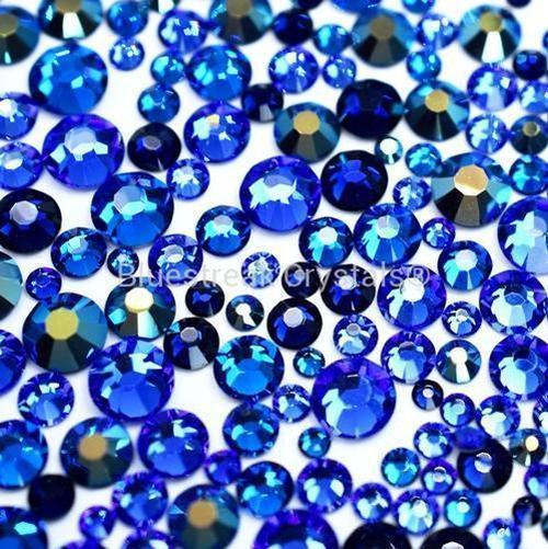 Preciosa Flat Back Crystals Rhinestones Non Hotfix Mix (MAXIMA) Ocean Blue-Preciosa Flatback Rhinestones Crystals (Non Hotfix)-Small Size Mix (250)-Bluestreak Crystals