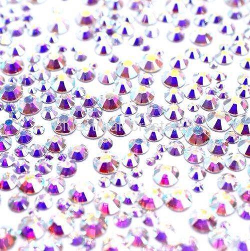 Preciosa Flat Back Crystals Rhinestones Non Hotfix Mix (MAXIMA) Size Crystal AB-Preciosa Flatback Rhinestones Crystals (Non Hotfix)-Pack of 300-Bluestreak Crystals