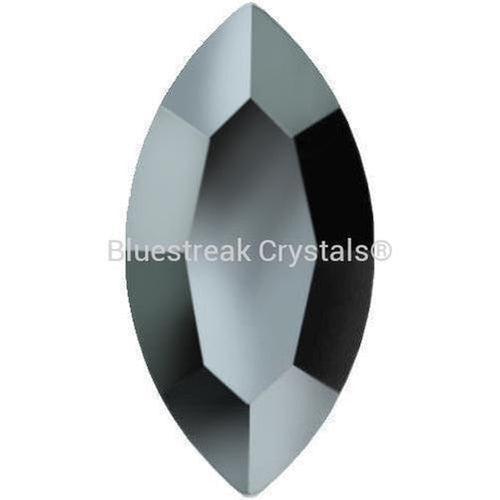 Preciosa Flat Back Crystals Rhinestones Non Hotfix Navette (MAXIMA) Jet Hematite UNFOILED-Preciosa Flatback Rhinestones Crystals (Non Hotfix)-4x2mm - Pack of 12-Bluestreak Crystals