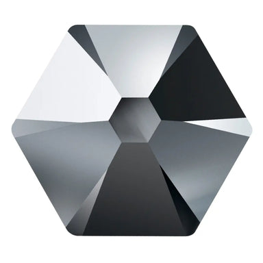 Preciosa Hotfix Flat Back Crystals Hexagon (MAXIMA) Jet Hematite UNFOILED - Bluestreak Crystals
