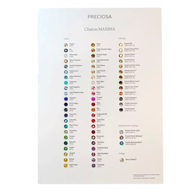 Preciosa Jewellery Stones Colour Chart With Stand - Bluestreak Crystals