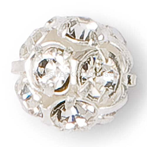 Preciosa Rondelle Bead Ball Silver Plated-Preciosa Metal Trimmings-8mm - Pack of 4-Bluestreak Crystals