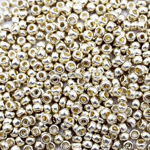 Preciosa Seed Beads Rocaille Silver Metallic-Preciosa Seed Beads-6/0 - 20g-Bluestreak Crystals