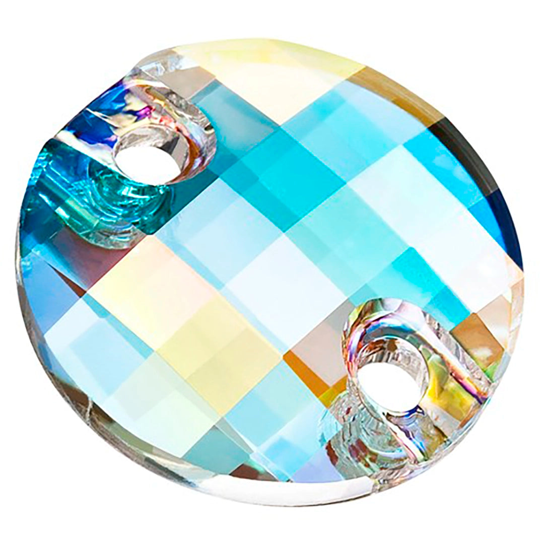 Preciosa Sew On Crystals Chessboard Circle Crystal AB - Bluestreak Crystals