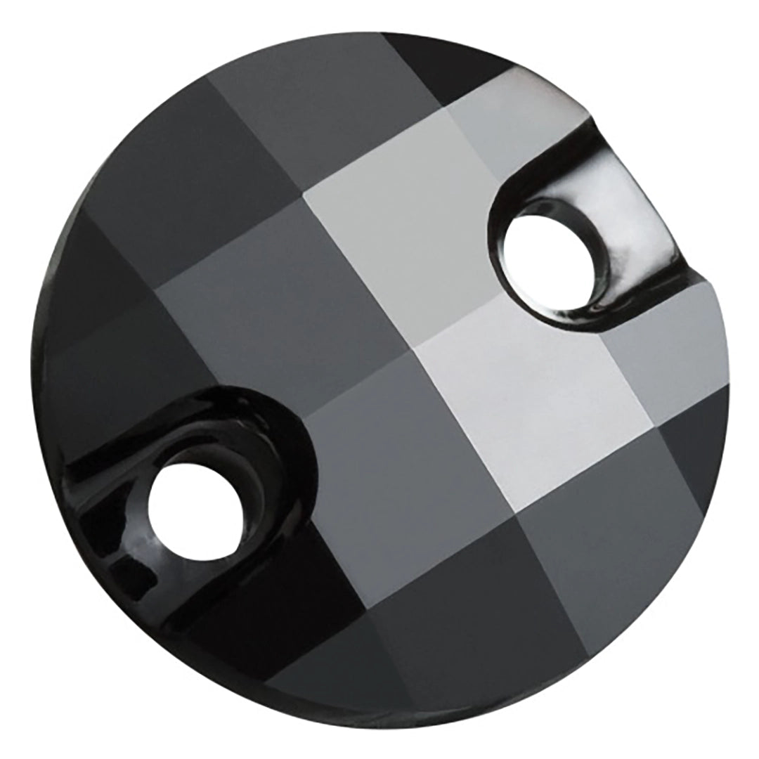Preciosa Sew On Crystals Chessboard Circle Jet UNFOILED - Bluestreak Crystals