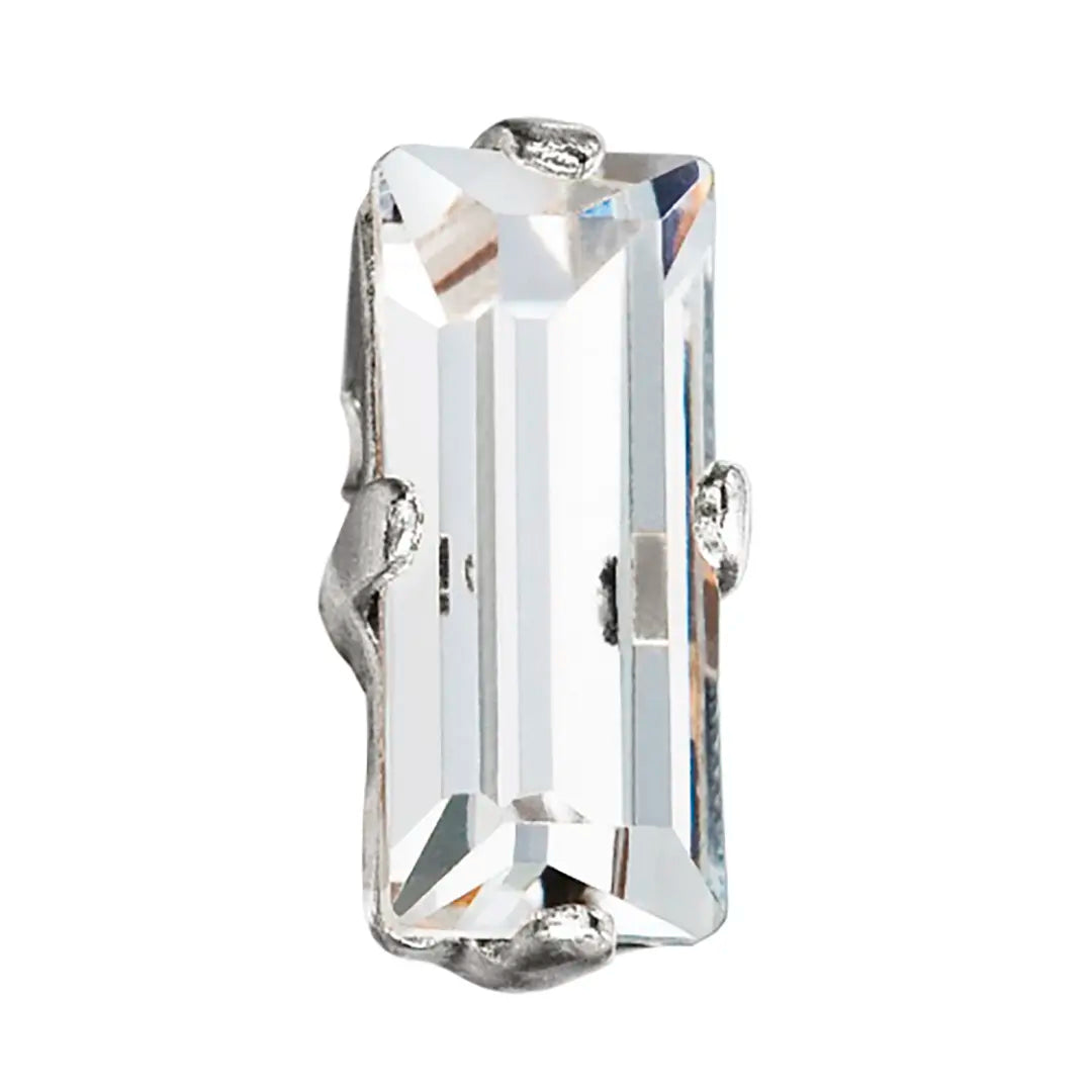 Preciosa Single Stone Setting Baguette in Silver - Bluestreak Crystals