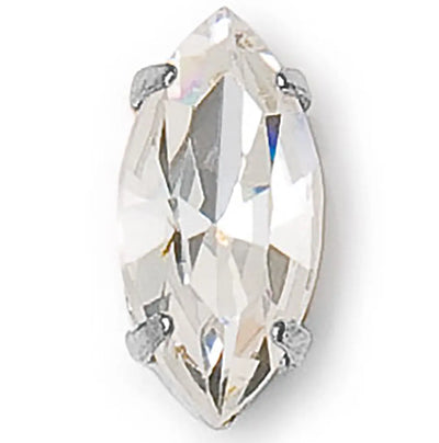Preciosa Single Stone Setting Navette in Silver - Bluestreak Crystals
