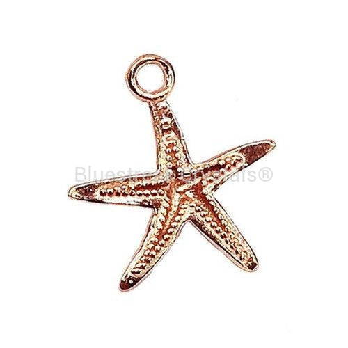 Rose Gold Plated (18k) Sterling Silver Starfish Charm-Findings For Jewellery-15mm - Pack of 1-Bluestreak Crystals