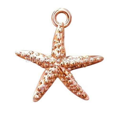 Rose Gold Plated (18k) Sterling Silver Starfish Charm-Findings For Jewellery-15mm - Pack of 1-Bluestreak Crystals