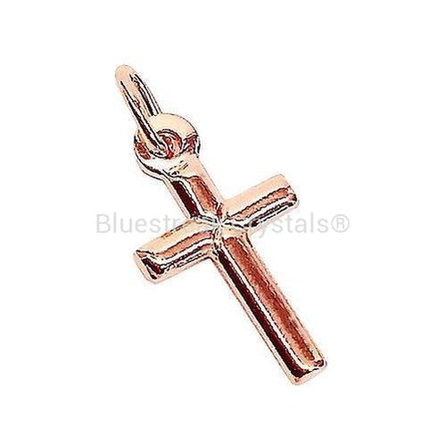 Rose Gold Plated Cross Charm-Findings For Jewellery-15mm - Pack of 1-Bluestreak Crystals