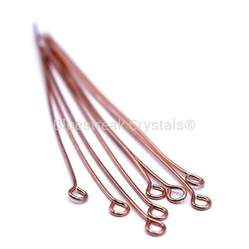 Rose Gold Plated Eyepins-Findings For Jewellery-2 inch - Pack of 50-Bluestreak Crystals