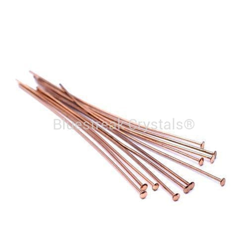 Rose Gold Plated Flat End Headpins-Findings For Jewellery-2 inch - Pack of 50-Bluestreak Crystals