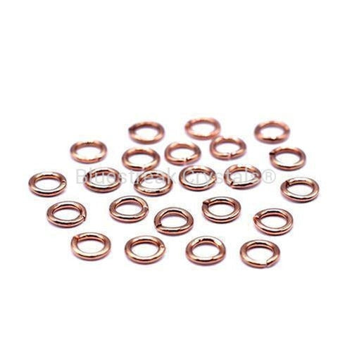 Rose Gold Plated Open Round Jump Rings-Findings For Jewellery-4mm (0.7mm) - Pack of 100-Bluestreak Crystals