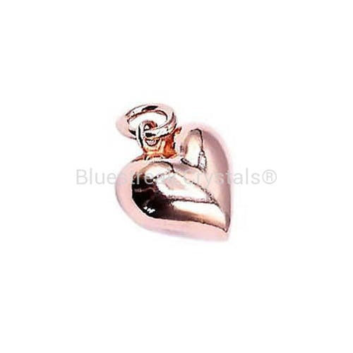 Rose Gold Plated Puffed Heart Charm-Findings For Jewellery-12mm - Pack of 1-Bluestreak Crystals